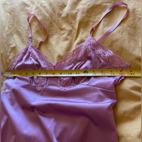 VTG Vassarette Mid Century Modern Pink Classic Slip Dress W/ Lace Trim Large - Picture 10 of 12